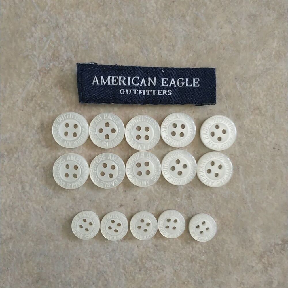American Eagle Replacement Buttons For Shirt Whit Spell Out Logo Craft Lot Of 15